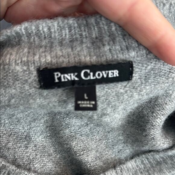 Pink Clover Gray Pullover Crewneck Polka Dot Sweater Women's Large - Picture 4 of 7